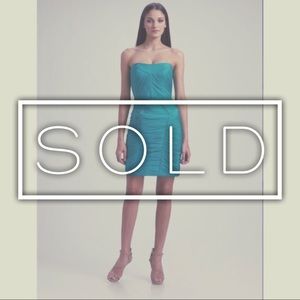Theia Turquoise Pleated Silk Organza Dress 8